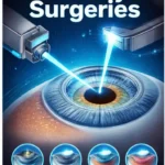 Different types of laser eye surgery procedures showing corneal laser application and vision correction technologies by MyLumineyes