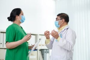 arguing medical workers
