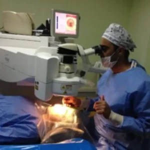 Dr. Mustafa Mete performing laser eye color change surgery