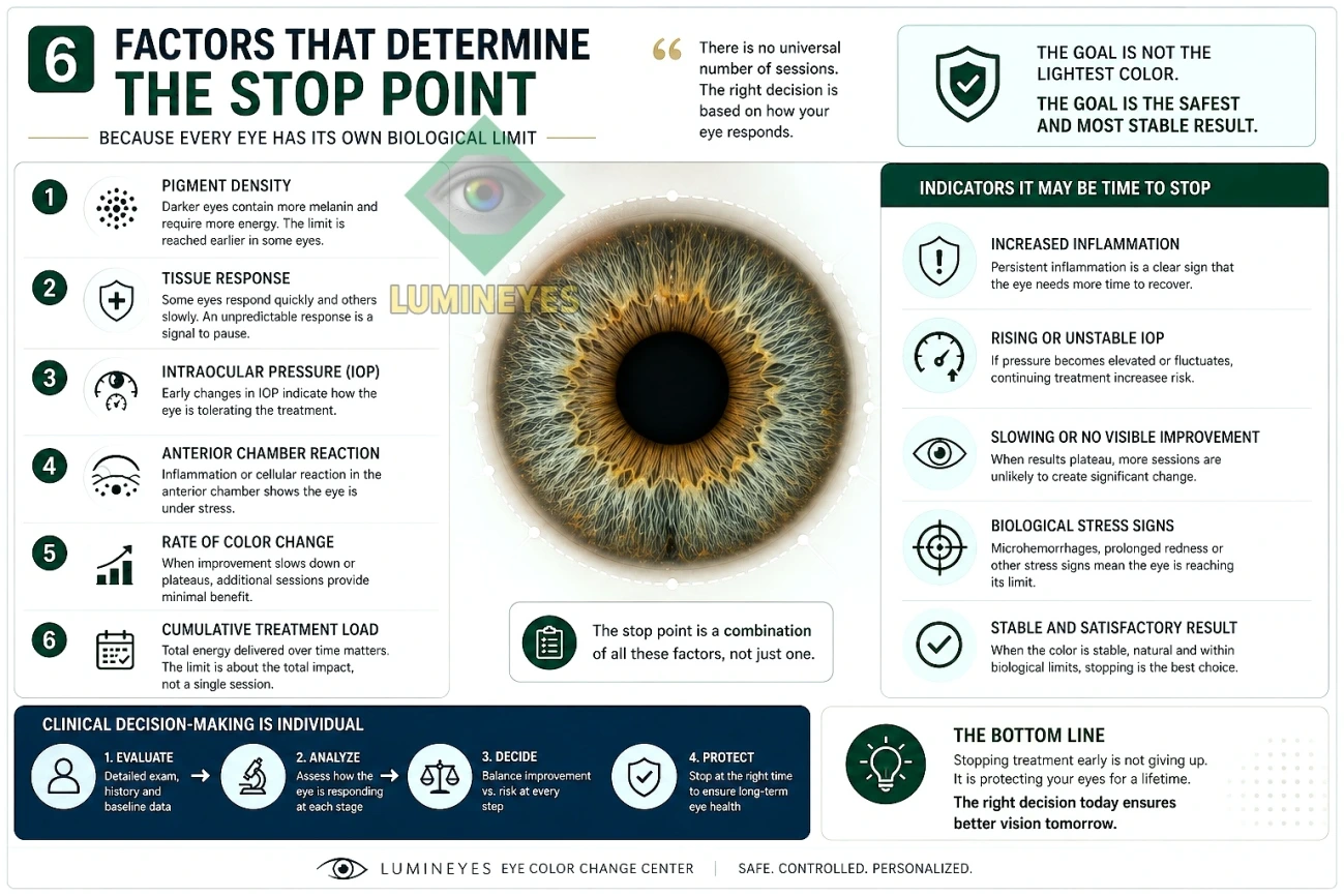 Factors determining safe laser eye color change stop points MyLumineyes 8G