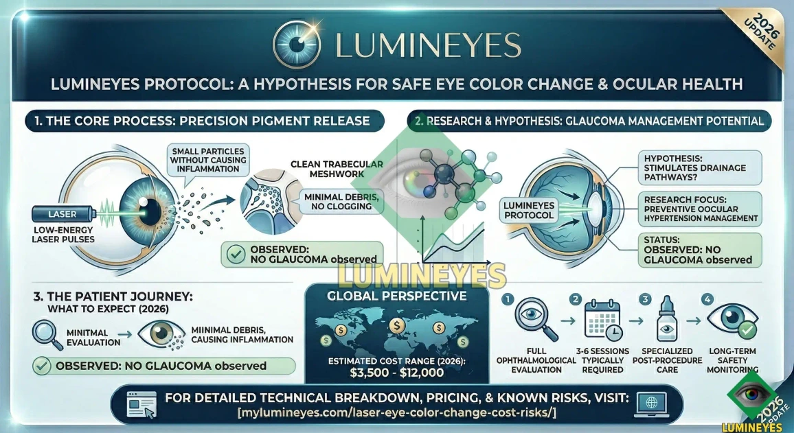 Laser eye color change surgery cost, risks, and clinical safety protocols comparison chart.