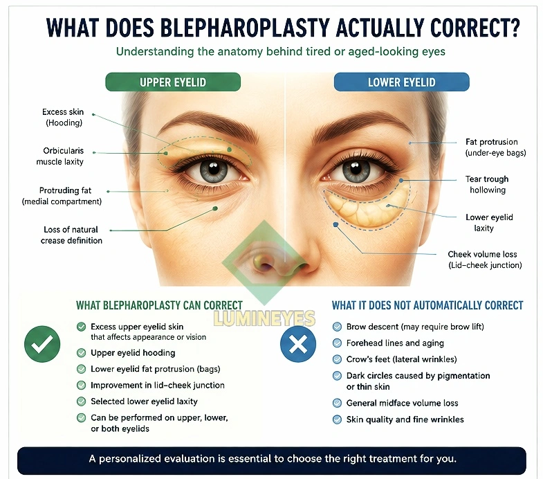 Upper and lower blepharoplasty surgical approaches