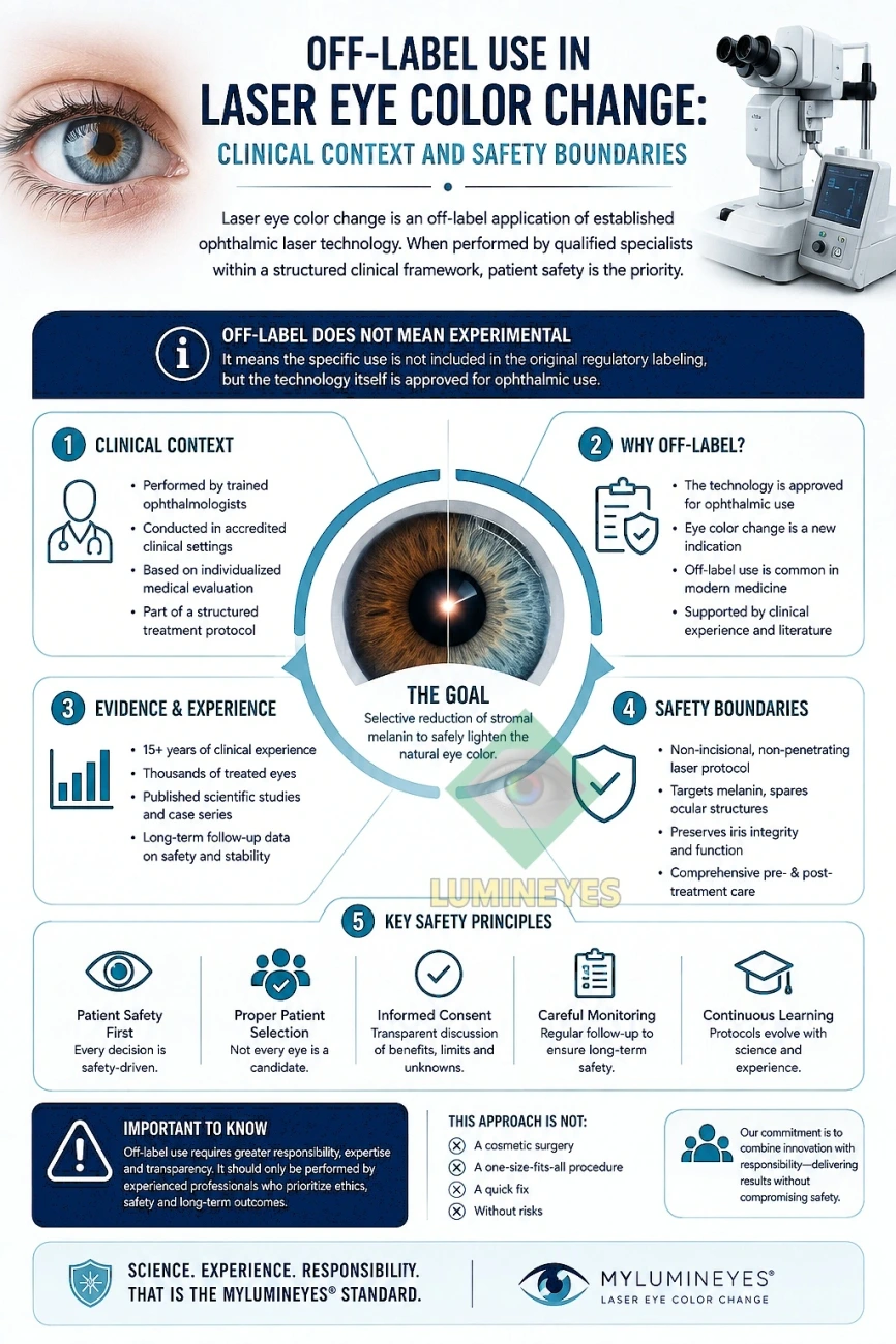 Clinical context and safety boundaries of off-label laser eye color change use