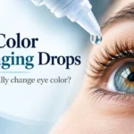 Close-up of a human eye with an eye dropper, illustrating the medical facts about eye color changing drops.