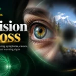 Vision loss symptoms and warning signs illustrated with an eye and blurred visual field – Lumineyes